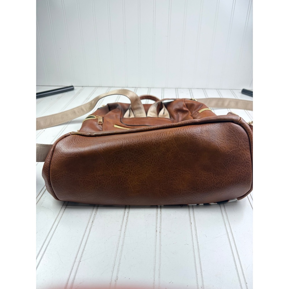Vintage Y2K Cow Print Boho Western Brown White Faux Leather School Back Pack - Picture 6 of 13